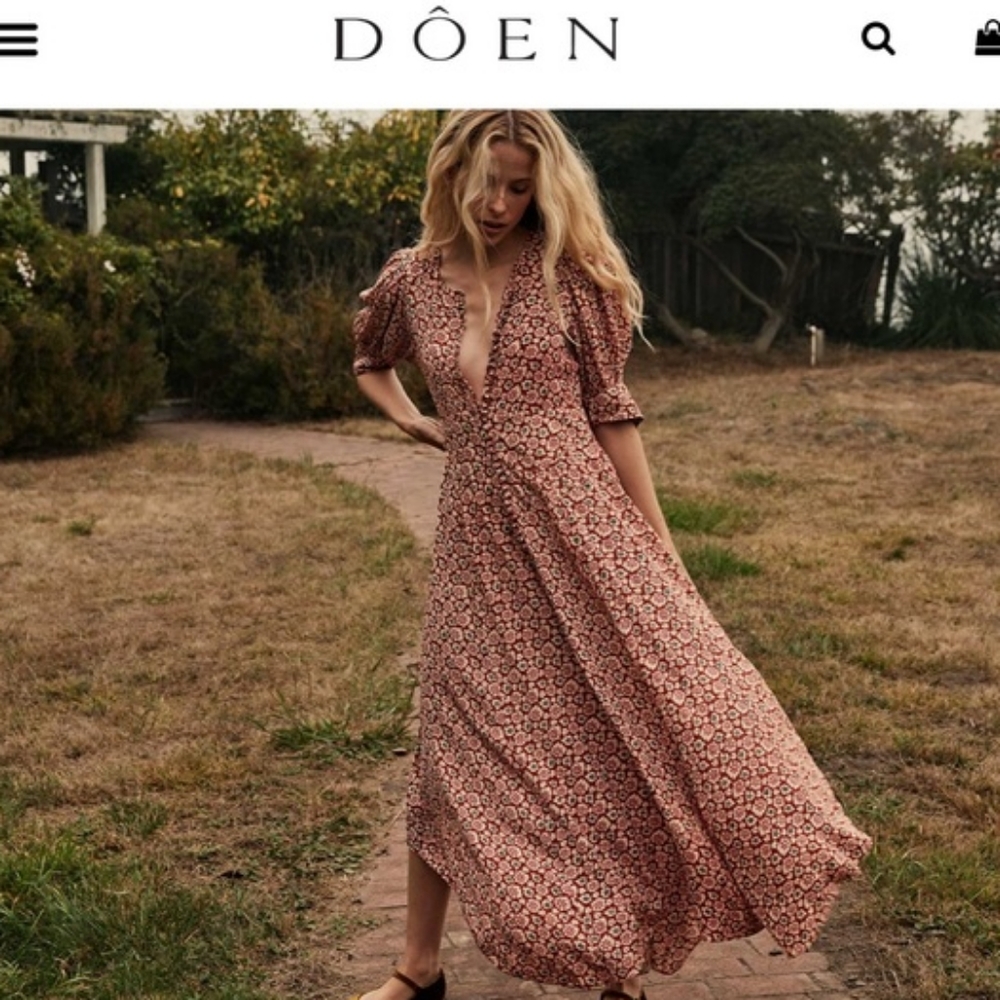 Shop Dôen XS, Laurel Rust Bellflower Blossom Dress